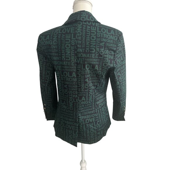 LOLA CASADEMUNT Green Black Logo Blazer Jacket Size Large - Picture 8 of 10